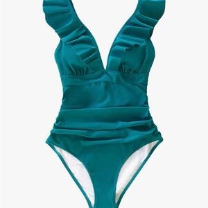 Ruffled Teal Swimsuit